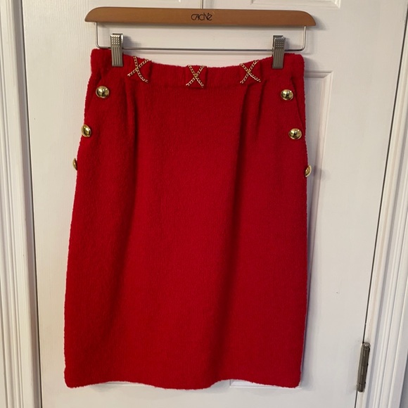 Adolfo New York Vintage Skirt w/ Brass Buttons & Chains - Picture 1 of 6